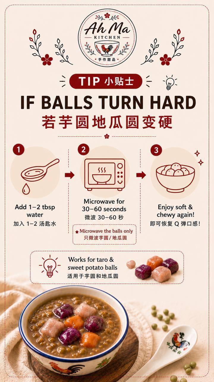 Reheating tip: if sweet potato balls turn hard, add 1-2 tbsp water and microwave 30-60 seconds